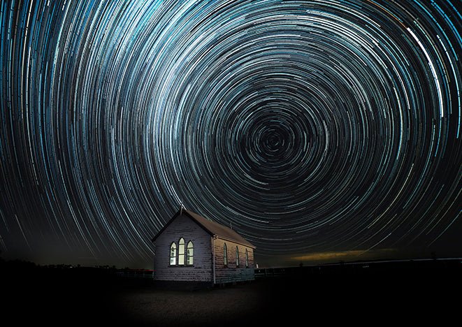 Little Paddock Chapel star trail NSW - Starlords Astro Workshops